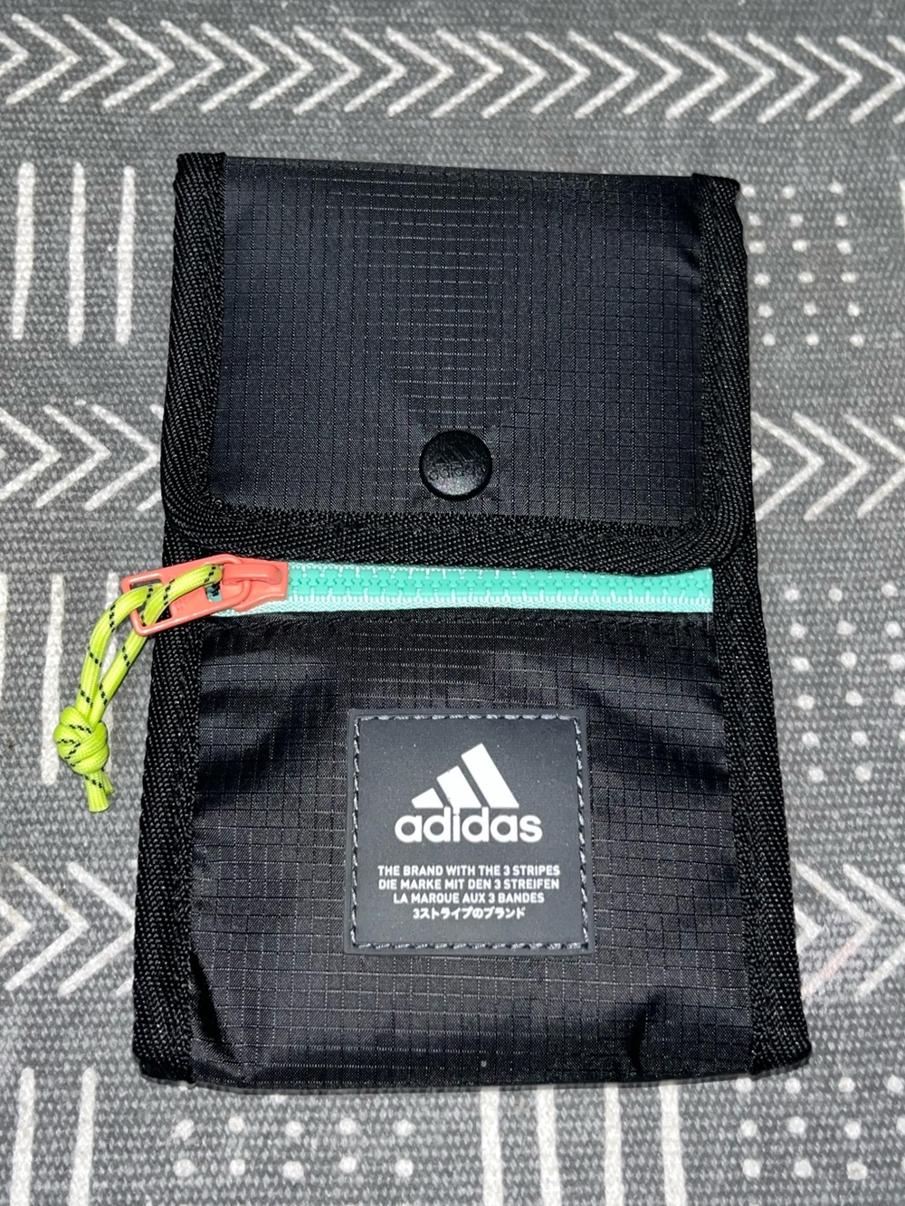 Adidas Lanyard Neck Wallet Pouch Athletic Teal Black Crossbody Bag